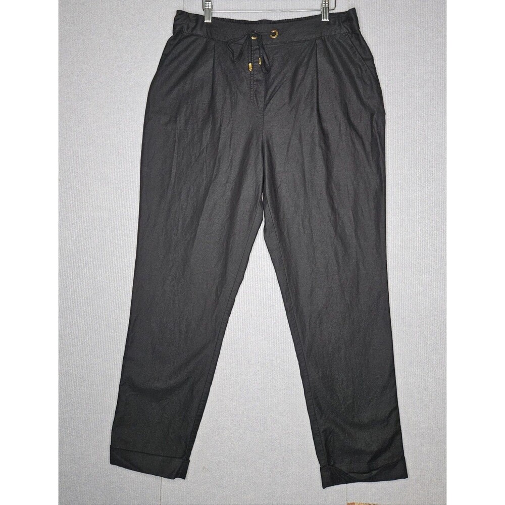 Donna Karan New York Ankle Pants Womens Large Black Drawstring Tapered